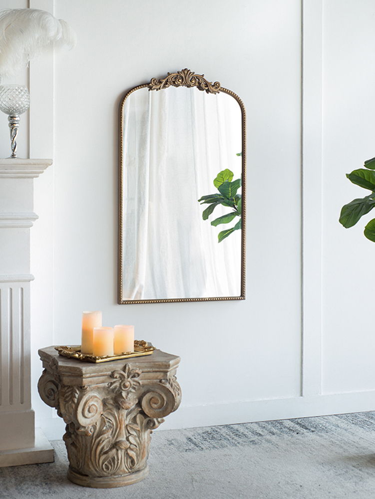 Arch Mirror, Baroque Inspired Wall Decor For Bathroom, Bedroom, Living Room - Gold
