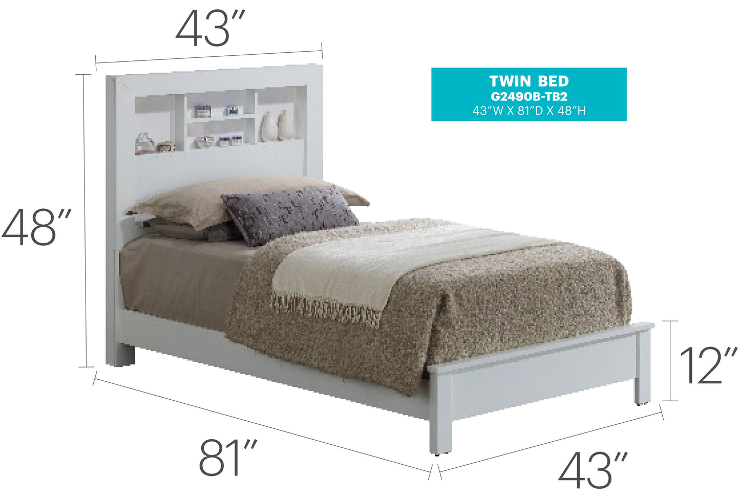 Twin Elegant Transitional Bed For Comfort - White