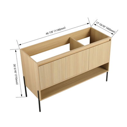 Minimalist 48" Freestanding Bathroom Vanity With 3 Soft Close Cabinet Doors - Oak