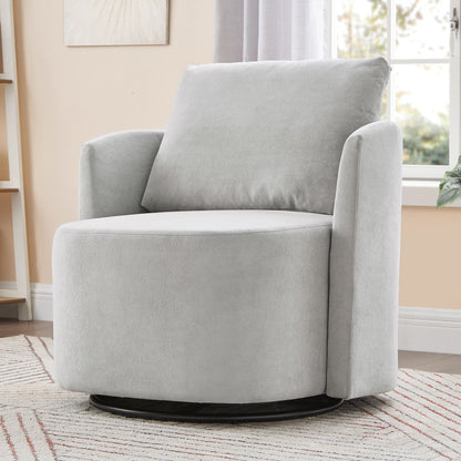 Modern 360ÔøΩÔøΩ Swivel Accent Barrel Armchair Chenille, Upholstered With Curved Design For Living Room, Bedroom, Office, And Hotel - Gray