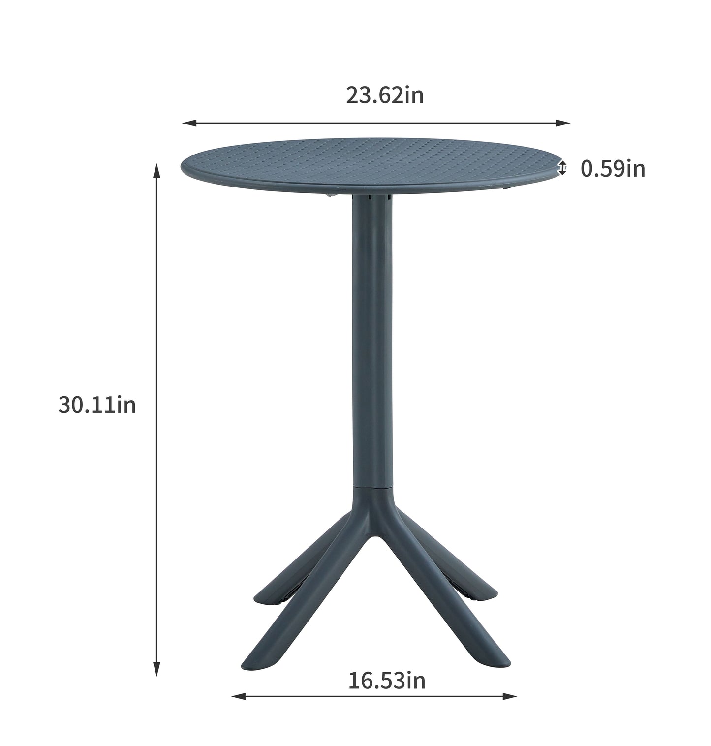 3 Piece Plastic Arm Chair Bistro Grs Premium Ocean Plastic - Charcoal