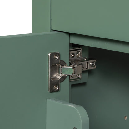 Bathroom Vanity With Ceramic Sink, Modern Single Bathroom Cabinet With 2 Doors And A Shelf, Soft Close Doors - Green