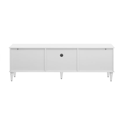 Retro TV Stand For TVs Up To 75", Entertainment Center Media Console With Fluted Glass Doors And 5 Solid Wood Legs For Living Room - White