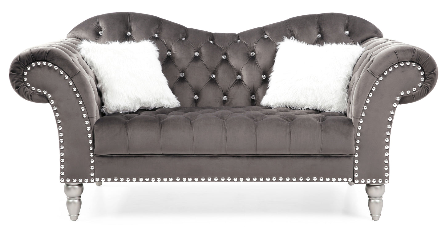Cozy Traditional Loveseat - Dark Gray