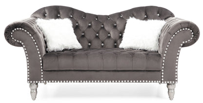 Cozy Traditional Loveseat - Dark Gray