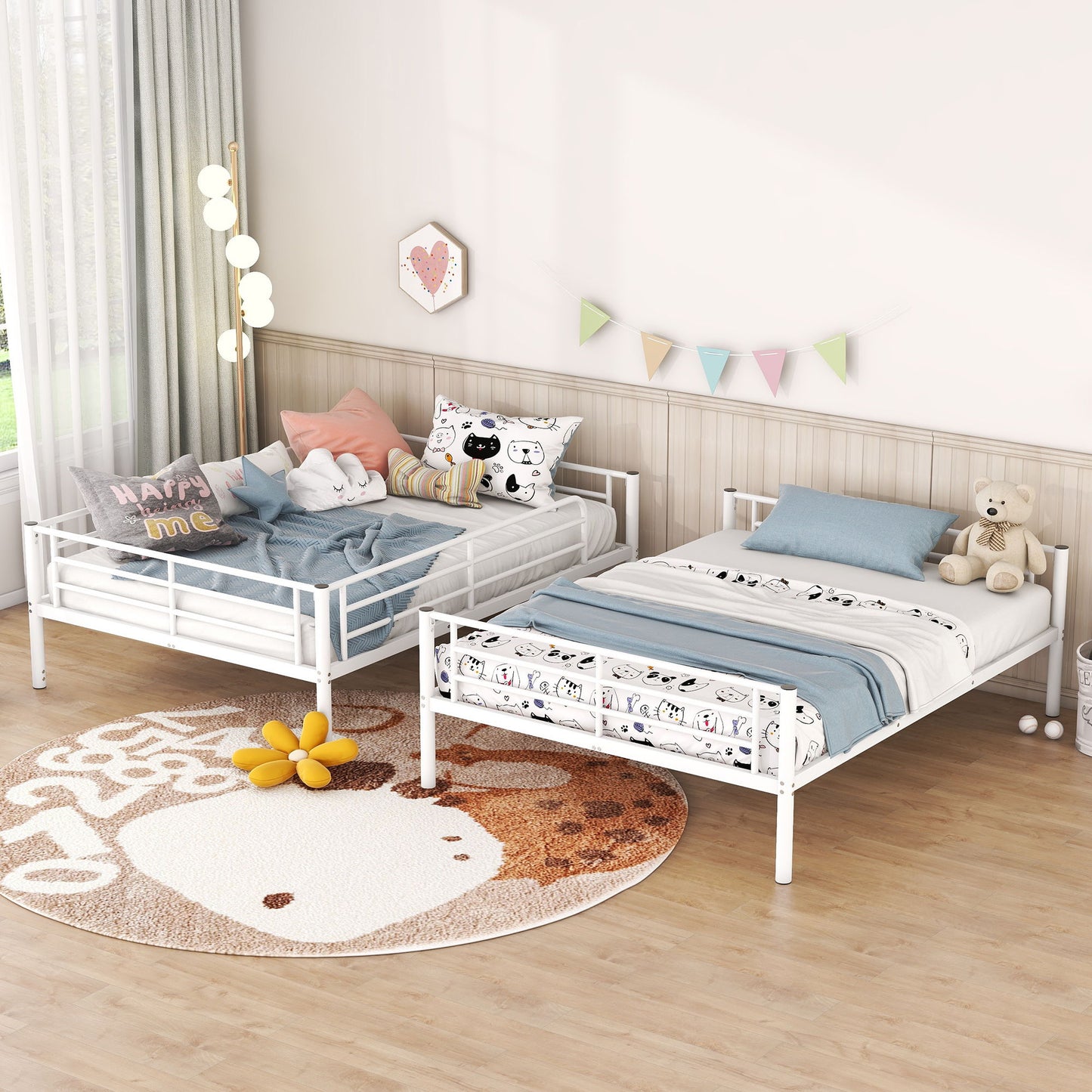 Full Over Full Metal Bunk Bed - White