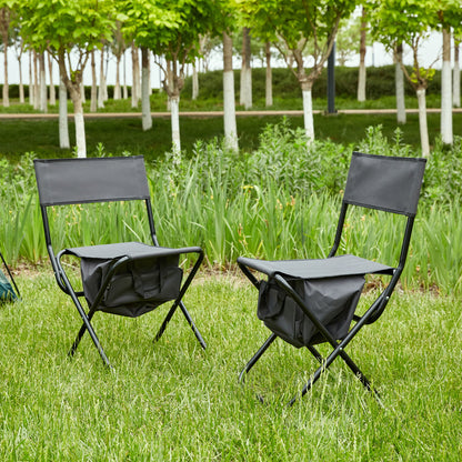 Folding Outdoor Chairs With Storage Bag, Portable Chair For Indoor, Outdoor Camping, Picnics And Fishing (Set of 2) - Gray