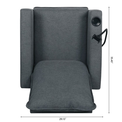 Recliner Chairs For Adults, Adjustable Recliner Sofa With Mobile Phone Holder & Cup Holder, Modern Reclining Chairs Fabric Push Back Recliner Chairs For Living Room, Bedroom - Gray