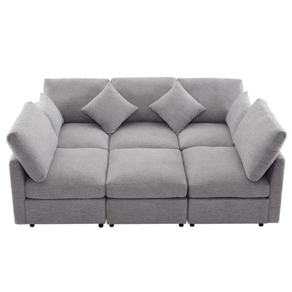 Sectional Sofa Modular Sofa U - Shaped Sofa Couch Sofa Bed L - Shaped Sofa With A Movable Ottoman And Two USB Ports For Living Room - Light Gray
