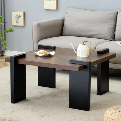 Walnut Colored Coffee Table, Suitable For Modern Minimalist Living Rooms And Leisure Areas - Walnut
