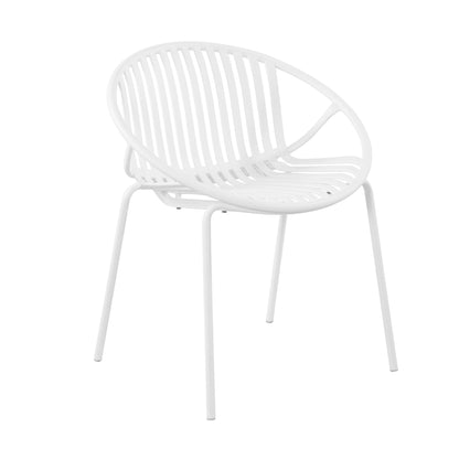 Modern Expandable Outdoor Dining Set With Stackable Chairs - White / Teak