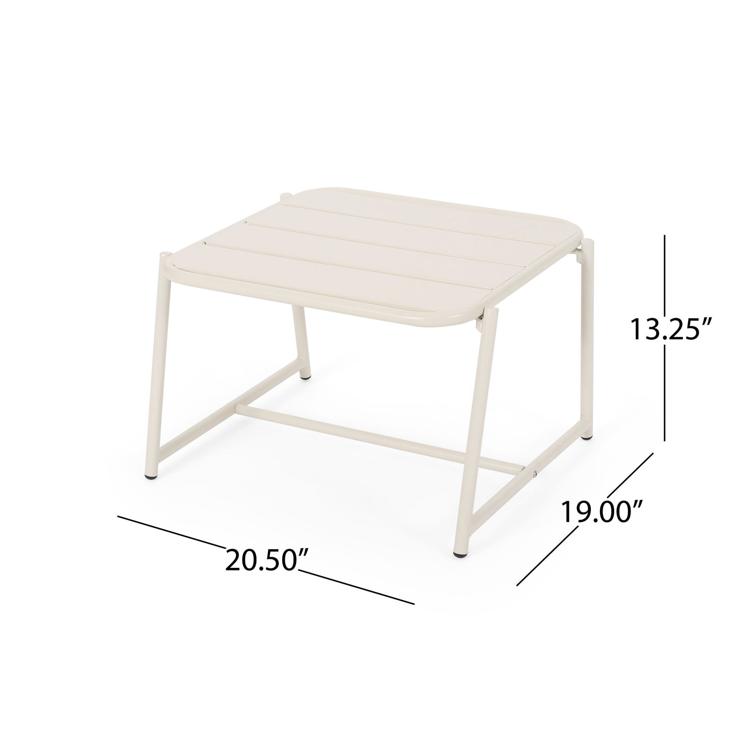 Outdoor Side Table With Metal Frame - White