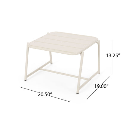 Outdoor Side Table With Metal Frame - White