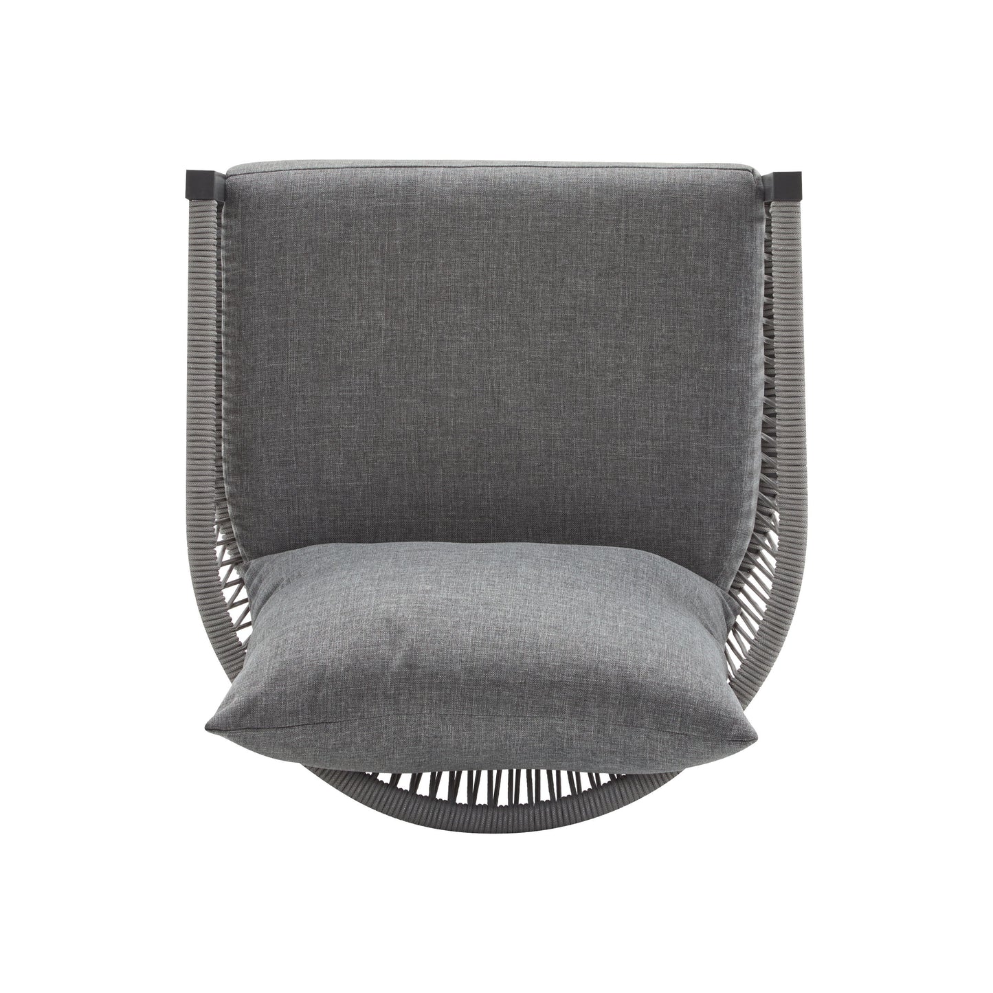 Modern Curved Aluminum Lounge Chair With Stylish Rope - Weave Design And Cushioned Comfort For Outdoor Living - Gray