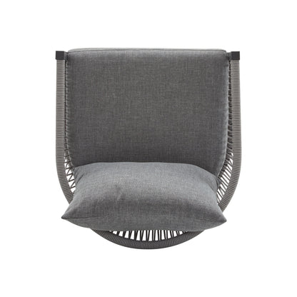 Modern Curved Aluminum Lounge Chair With Stylish Rope - Weave Design And Cushioned Comfort For Outdoor Living - Gray