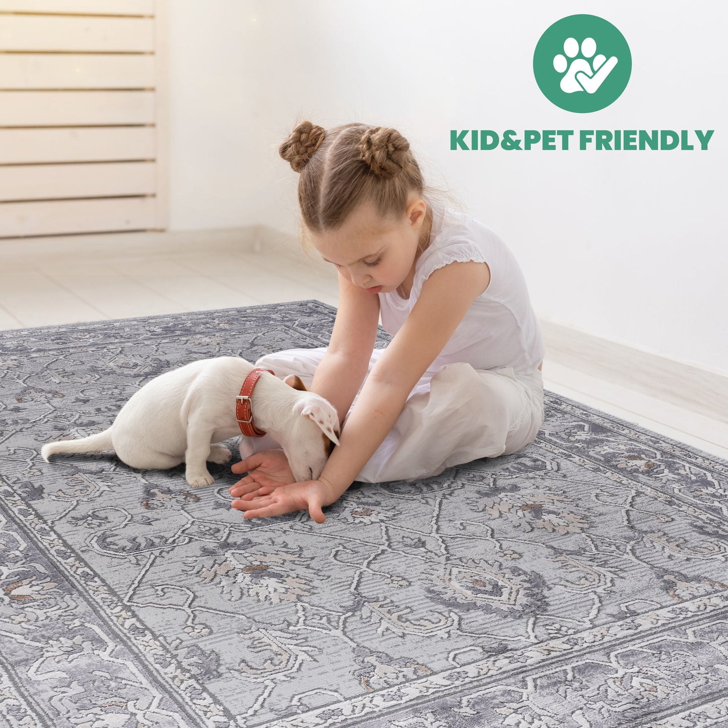 Marfi - 2' X 8' Oriental Runner Rug - Gray / Silver