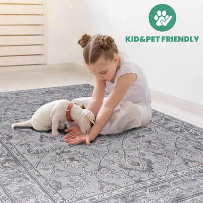 Marfi - 2' X 8' Oriental Runner Rug - Gray / Silver