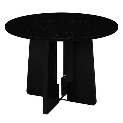 5 Piece Round Dining Table Set, Modern Dining Table And 4 Upholstered Chairs For Dining Room, Kitchen Room, Living Room - Beige / Black