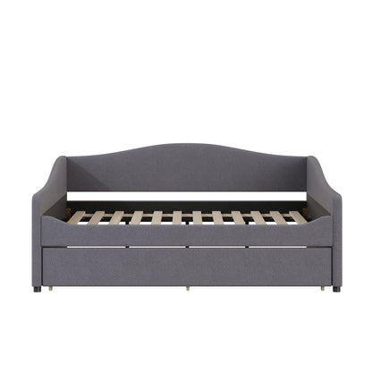 Full Size Upholstered Daybed With Light And Trundle - Gray