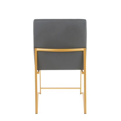 Fuji - Contemporary High Back Dining Chair (Set of 2) - Gold / Gray