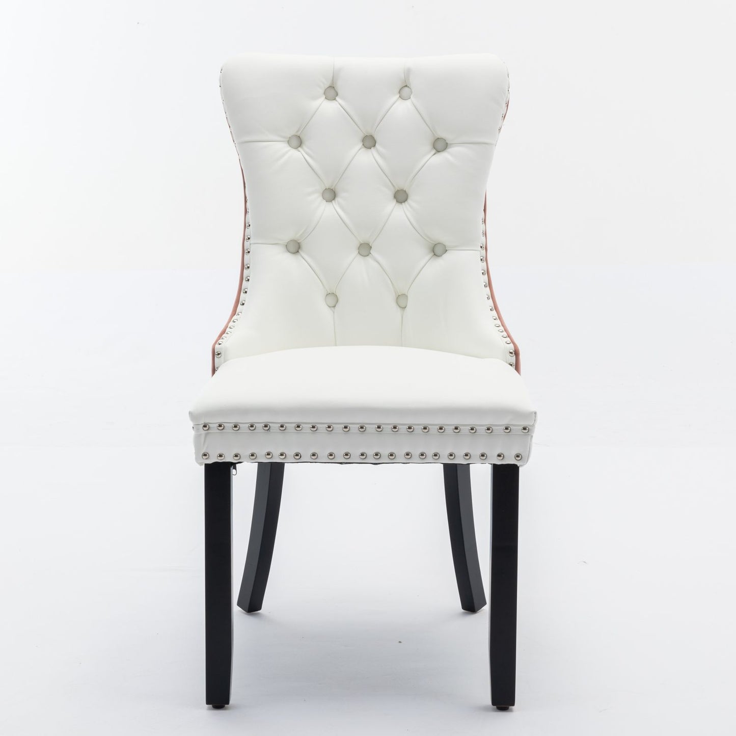 Nikki - Modern, High-End Tufted Solid Wood Contemporary And Velvet Upholstered Dining Chair With Wood Legs Nailhead Trim (Set of 2) - White / Pink
