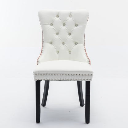 Nikki - Modern, High-End Tufted Solid Wood Contemporary And Velvet Upholstered Dining Chair With Wood Legs Nailhead Trim (Set of 2) - White / Pink