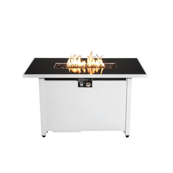 Rectangular Fire Pit With Frame - White
