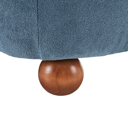 Modern Low Back Accent Chair, Upholstered Armless Living Room Chairs, Round Pine Wood Feet, For Small Living Spaces, Living Room - Blue
