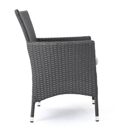 Dimensional Outdoor Dining Chair With Cushion Seat And Iron Frame (Set of 2) - Gray