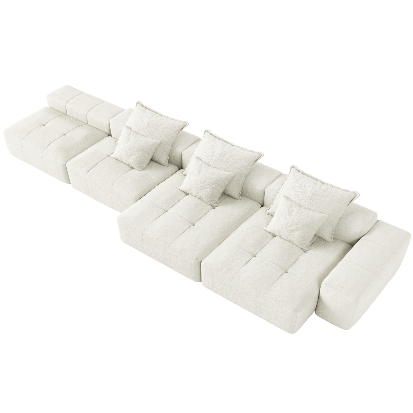 Modern Oversized Modular Sectional Sofa, Sparkling Fabric Soft Cushion Sofa With 6 Pillows, 6 Pieces Diy Combination Tufted Sofa, No Assembly Required - Beige