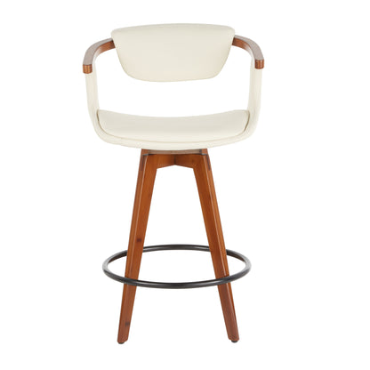 Oracle - Mid-Century Modern Counter Stool - Walnut / Cream