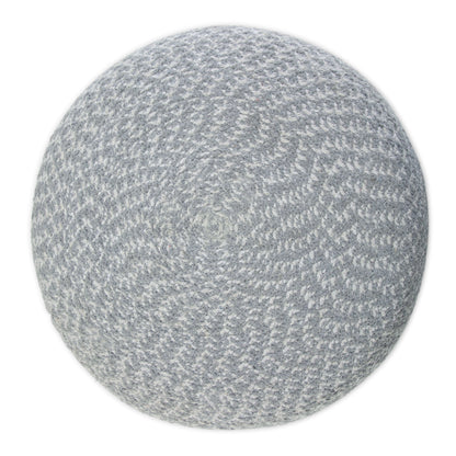 Bayley - Round Braided Pouf - Blue / Natural
