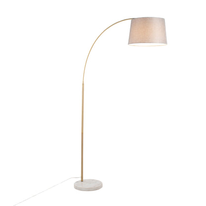 March - Contemporary Floor Lamp - Antique Brass / Gray