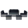 6 Piece Patio Wicker Sectional Set Patio Backyard Conversation Set Space Saving - Gray / Black