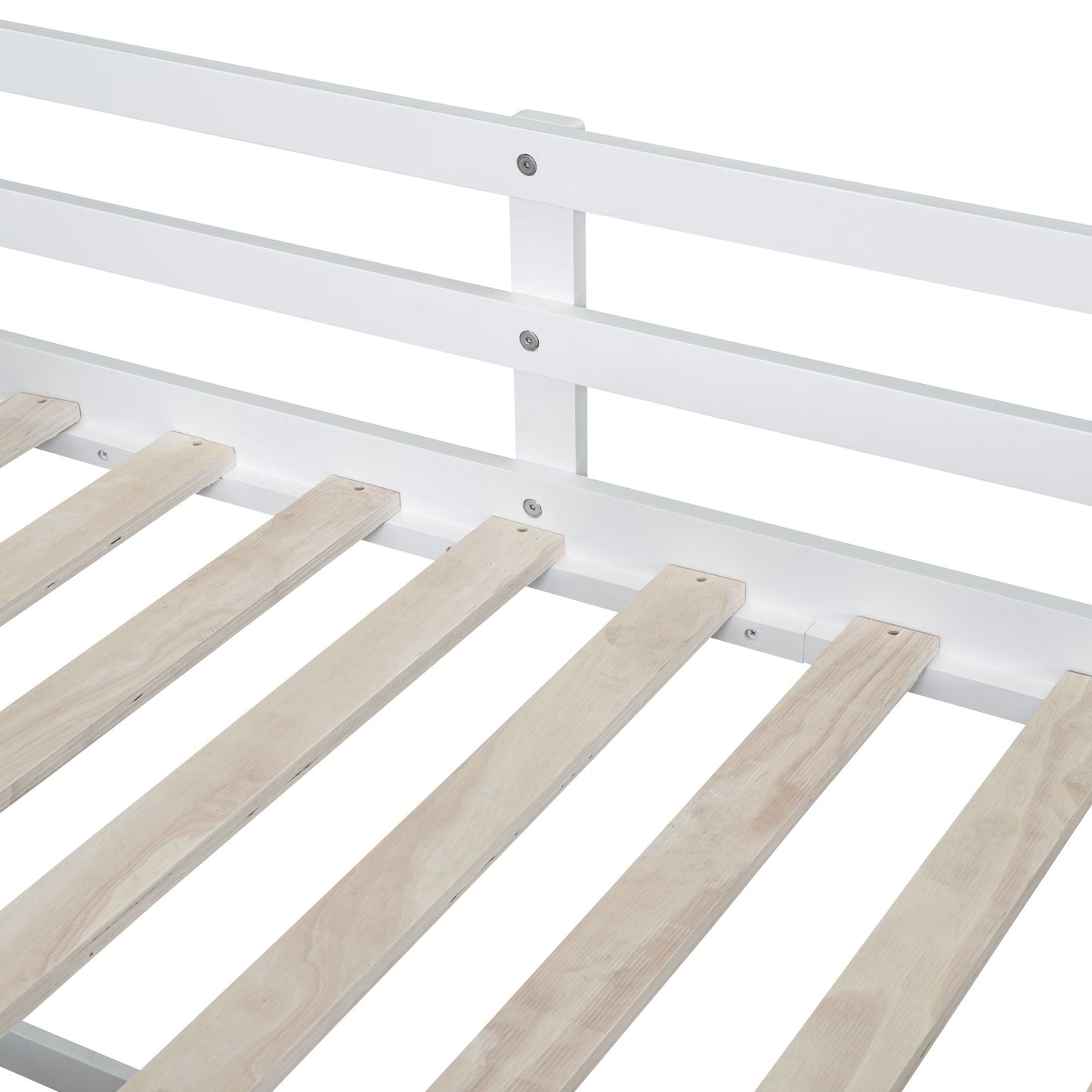 Twin Size Low Loft Bed With Rolling Desk, Shelf And Drawers - White