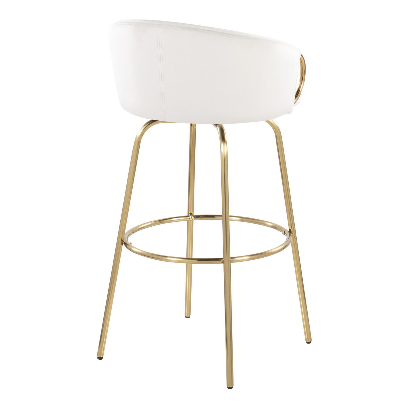 Claire - Contemporary / Glam Fixed - Height Barstool With Swivel With Round Footrest (Set of 2) - Cream