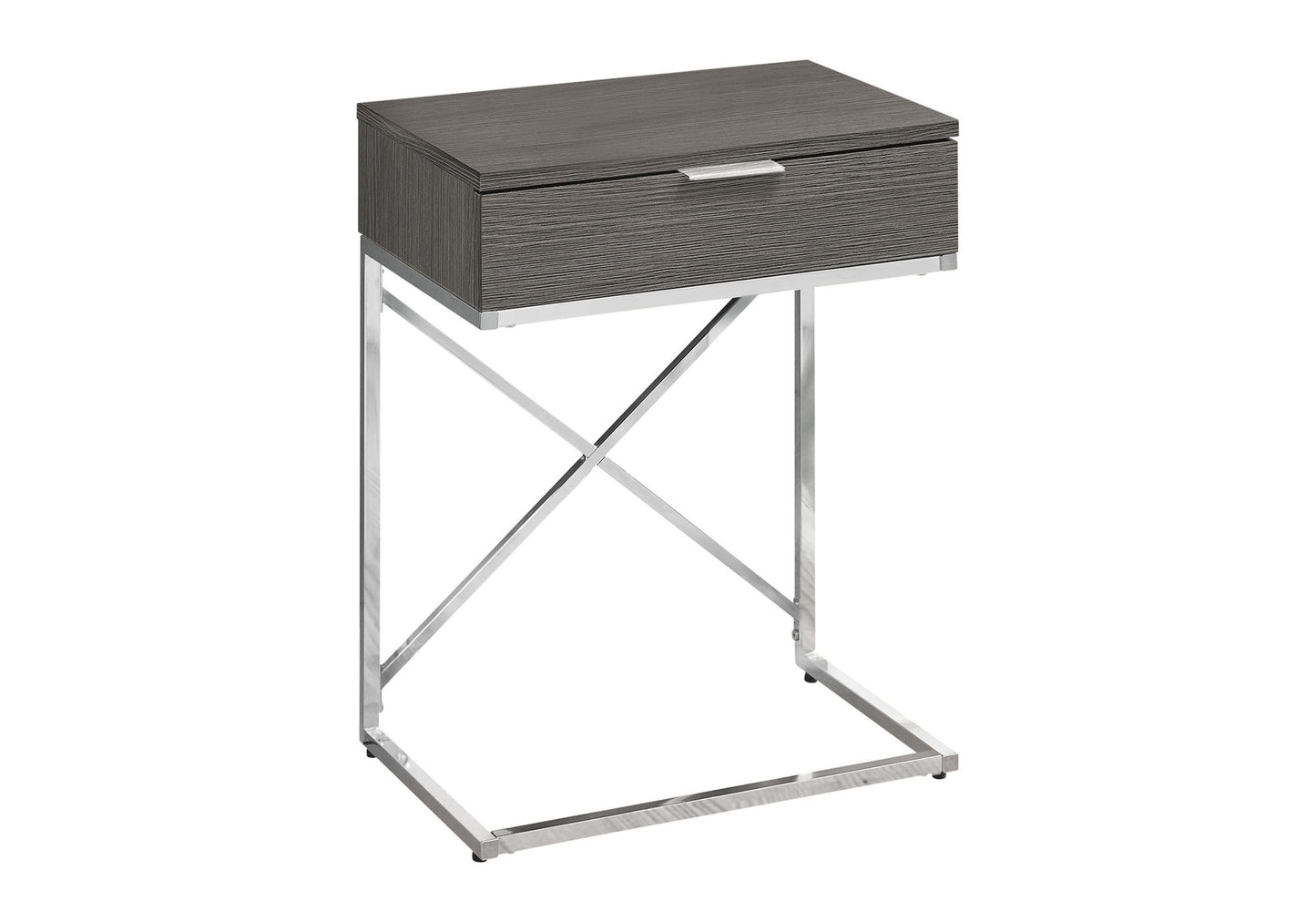 Accent Side Table, Storage Drawer, Modern - Gray