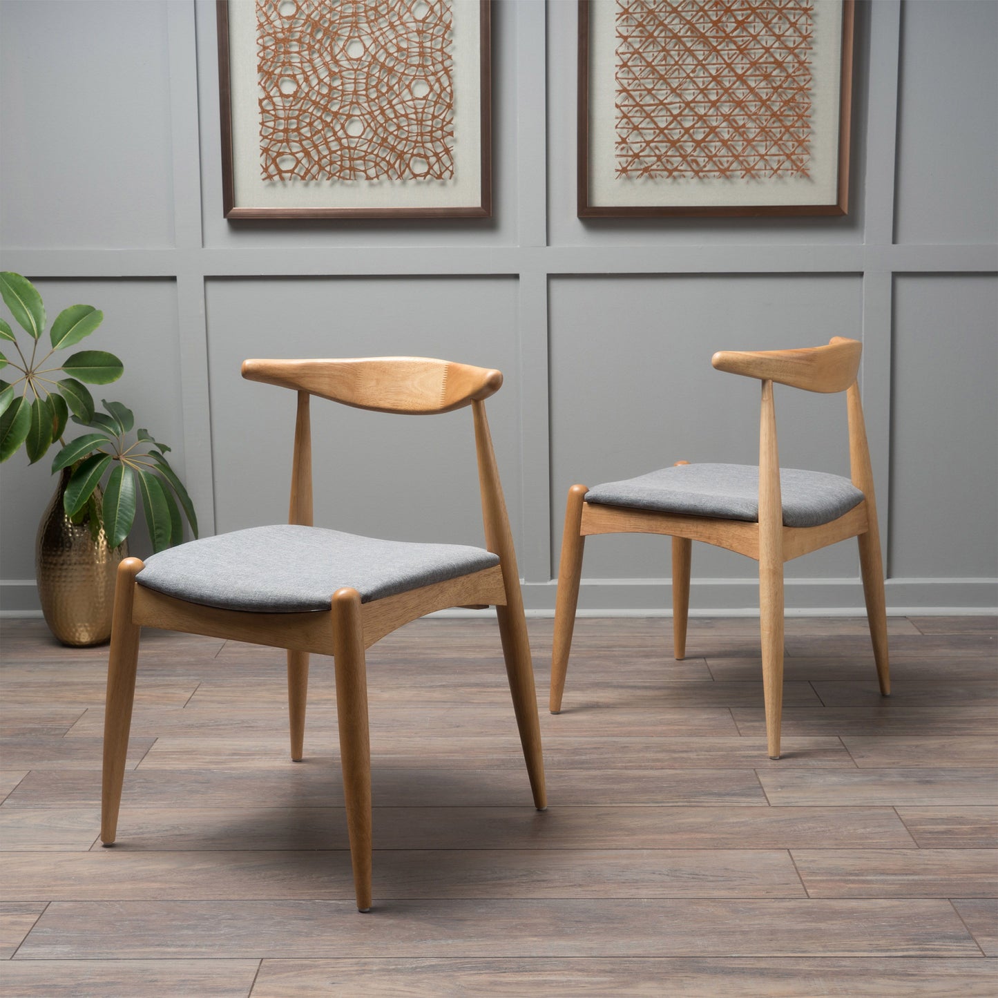 Candescent - Dining Chair With Curved Back And Wood Frame (Set of 2) - Gray