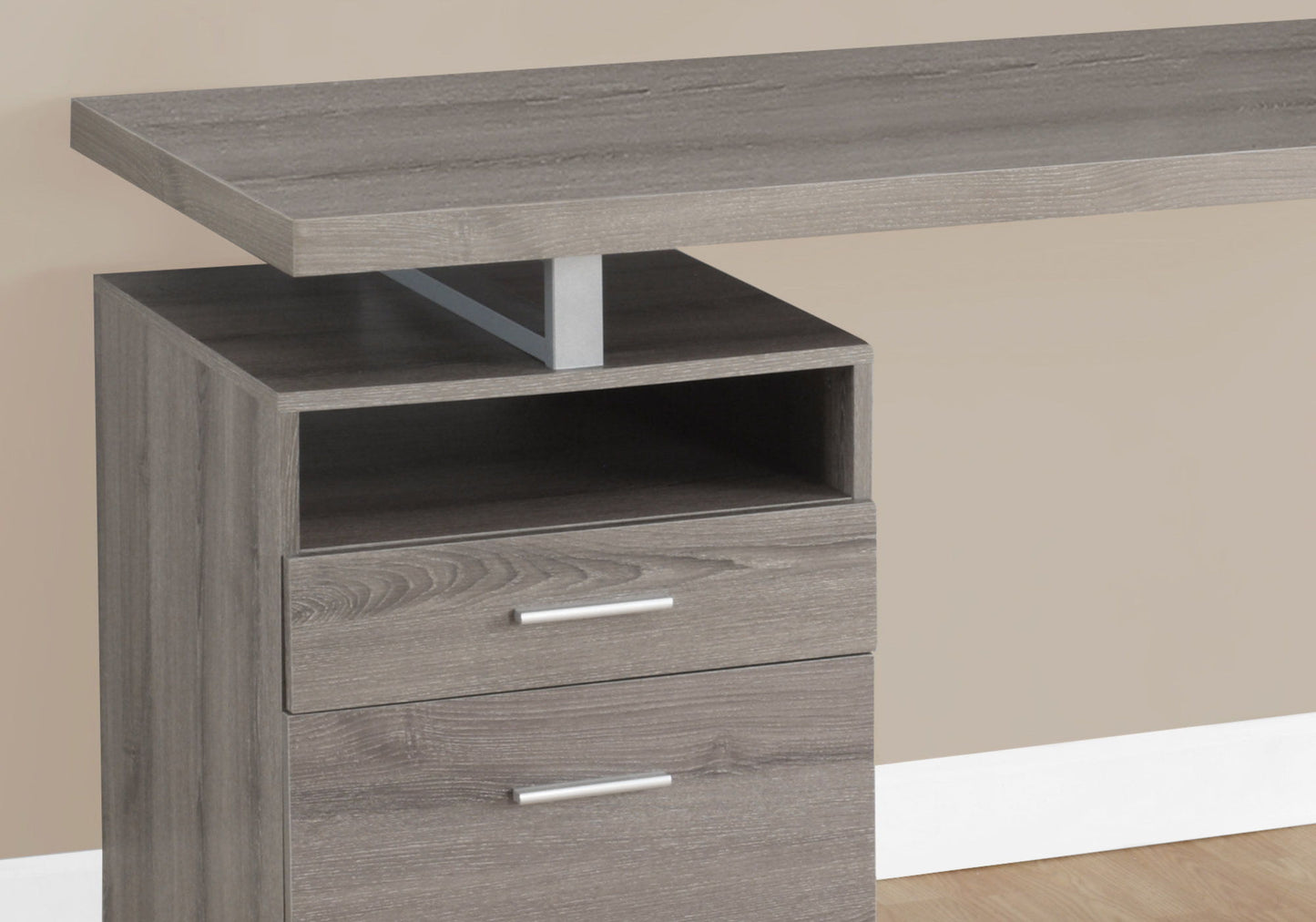 Computer Desk For Home Office, Laptop, Left, Right Set Up, Storage Drawers - Taupe