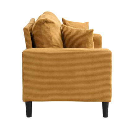 Modern Upholstered Loveseat Sofa, High Resilience, Wooden Frame 2 Seater For Small Spaces - Orange