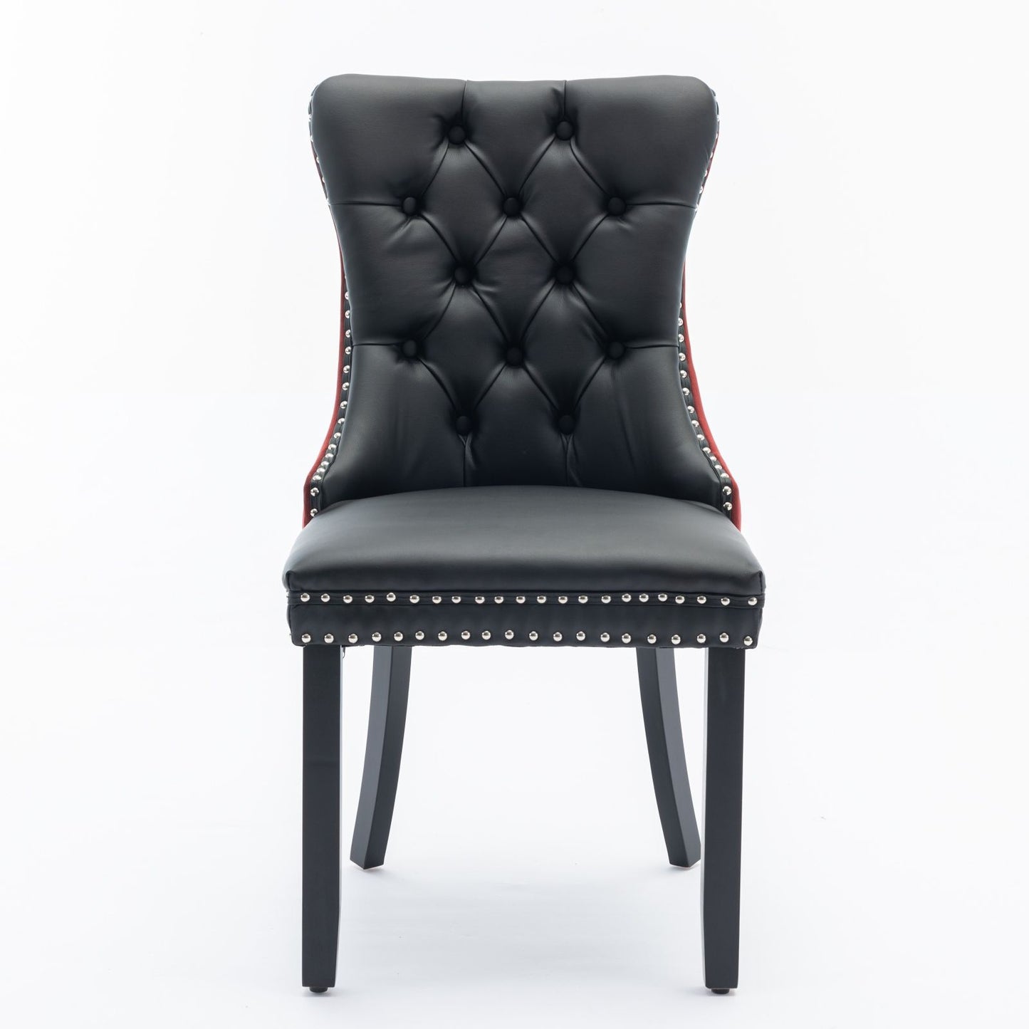 Nikki - Modern, High-End Tufted Solid Wood Contemporary And Velvet Upholstered Dining Chair With Wood Legs Nailhead Trim (Set of 2) - Black / Winered / Burgundy