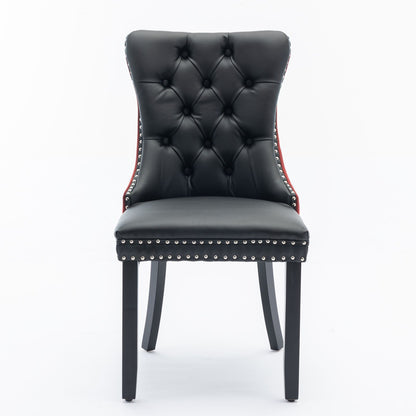 Nikki - Modern, High-End Tufted Solid Wood Contemporary And Velvet Upholstered Dining Chair With Wood Legs Nailhead Trim (Set of 2) - Black / Winered / Burgundy