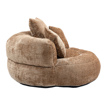 Lazy Sofa Durable Comfort Lounger High Back Bean Bag Chair With 3 Pillows - Coffee