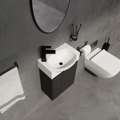Modern 16" Bathroom Vanity Sink Combo With Ceramic Sink And Cabinet For Small Spaces - Black