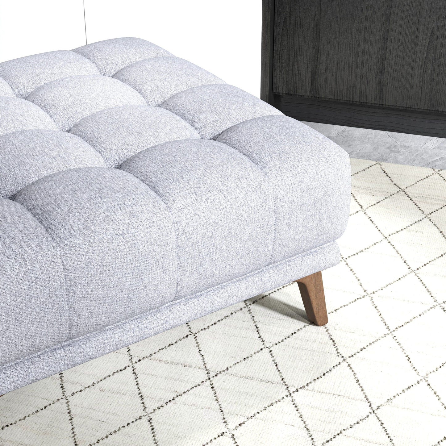 Addison - Square Upholstered Ottoman - Gray / Light Gray / Wood