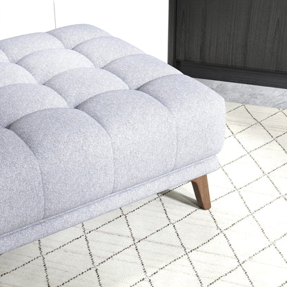 Addison - Square Upholstered Ottoman - Gray / Light Gray / Wood