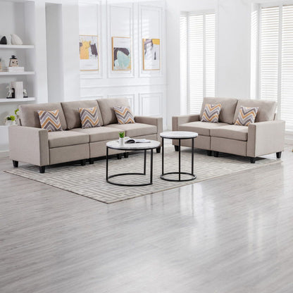 Nolan - Linen Fabric Sofa And Loveseat Living Room With Pillows And Interchangeable Legs (Set of 2) - Beige