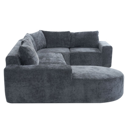 Oversized Modular Sofa Cloud Sectional Sofa Set Upholstered Couches U - Shaped Sofa With Deep Seat For Living Room - Gray