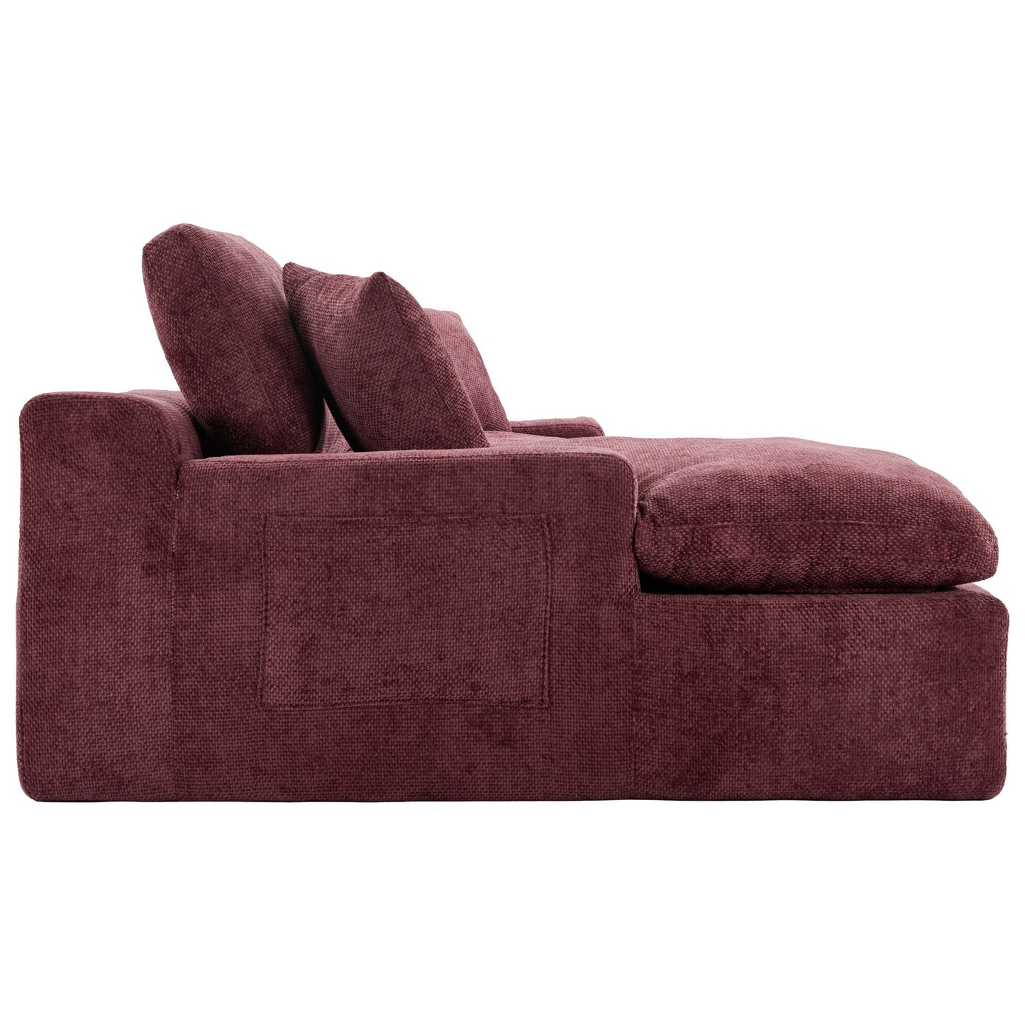 Cloud Sectional Sofa Upholstered Sofa Couch With Double-Layer Cushion And Side Pockets - Red