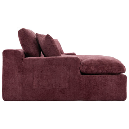 Cloud Sectional Sofa Upholstered Sofa Couch With Double-Layer Cushion And Side Pockets - Red